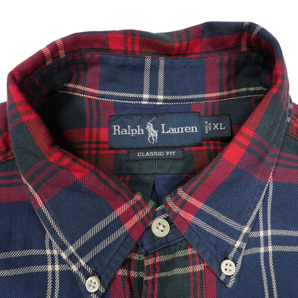 RALPH LAUREN Men's XL Red‎ Blue Green Plaid Classic Fit Button Down Dress Shirt - Picture 3 of 7